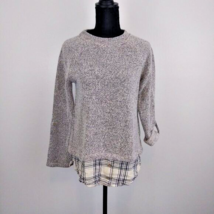 Blu Pepper Contrast Heathered Pullover Sweater Layered Look Roll Tab Sleeve M - $13.50