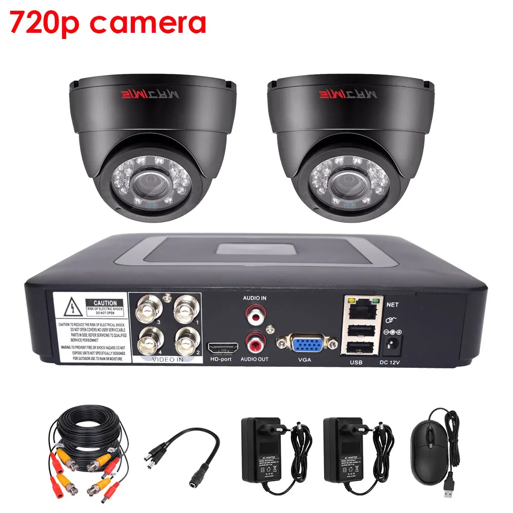 4CH DVR CCTV Video Surveillance Set AHD og Cameras Kit 2Pcs  Dome Bullet Infrare - $204.45