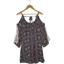 Umgee Dress Womens S Chiffon Cold Shoulder Lace Inlay Sleeve Boho Lined ... - $19.79