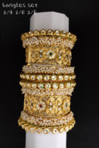 Indian Gold Plated Style Kundan Chura Bridal Rajwadi Wedding Size Jewelry Set - £76.29 GBP