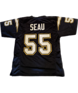 Unsigned Custom Stitched Junior Seau #55 Navy Blue Jersey FREE SHIPPING ... - £55.05 GBP+