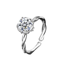 14k White Gold Over Twisted Band 1Ct Round Moissanite Lab Grown Engagement Ring - £57.18 GBP