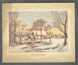 Vintage 1940s Wwii Era Christmas Greeting Holiday Card The Old Grist Mill Gibson - £11.66 GBP