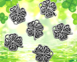 20 pcs Four Leaf Clover Spacer Beads Silver 12mm Celtic Lucky Bead Charm... - £9.64 GBP