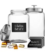 2 Large 1-Gallon Glass Canister Sets For Kitchen Counter With Stainless ... - $70.99