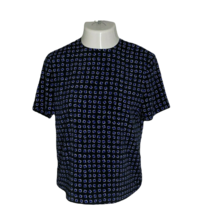 Le Suit Women&#39;s Shirt Blouse ~ Sz 10 ~ Blue ~ Short Sleeve ~ High Neck - £17.77 GBP