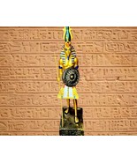 Handmade Pharaonic Statue, Golden Tut King Ramses Warrior with Spear and... - $189.00