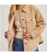 Boucle Button Front Woven Shacket Jacket Creamy Latte Small - €55,69 EUR