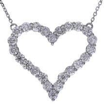 Authenticity Guarantee 
1.90 Carat Round Cut Diamond Heart 16&quot; Necklace 14K W... - £1,432.42 GBP