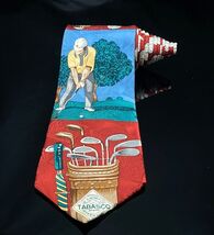 Tabasco Men's Fun Times Hole In One Sports Novelty Silk Tie 56" X 4" Gol... - $8.27