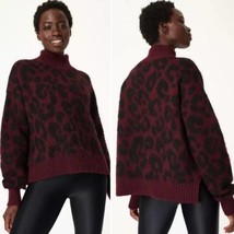 Sweaty Betty Leopard Animal Jacquard Mohair Mock Neck Jumper Sweater Small NEW - £82.59 GBP