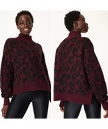Sweaty Betty Leopard Animal Jacquard Mohair Mock Neck Jumper Sweater Sma... - £82.59 GBP
