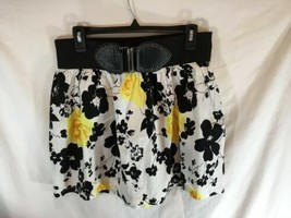 Stargazer Womens Sz L Print Floral Skirt Elastic belted Waist band BLack... - £8.52 GBP