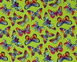 Cotton Butterfly Butterflies Insects Avocado Fabric Print by Yard D412.18 - £12.81 GBP