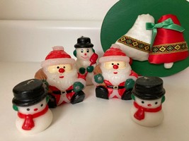  Vtg Lot 5 Santa Claus Snowmen Candles Wax Figures Xmas Decorations Unused &amp; BOX - £16.66 GBP