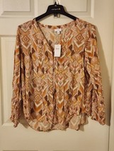 J Jill NWT Blouse Womens Floral Boho Peasant Geometric Shirt  - £22.48 GBP