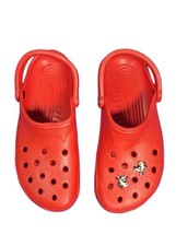 Crocs Unisex Womens 8/9  Mens 10/11 Red Classic Clogs Cows Charm Slip On Shoes - £23.81 GBP