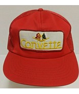 Vintage Corvette Patch Red Trucker Hat Snap Adjustable Closure Never Worn - £31.42 GBP