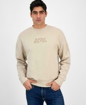Tai Apparel Men&#39;s Ac/Dc Relaxed Fit Crewneck Graphic Sweatshirt Beige-Small - $21.99