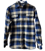 Jachs Shacket Mens Medium Blue White Heavy Flannel Buffalo Check Button Up - £11.97 GBP