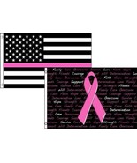 Moon Knives 3x5 USA Thin Pink Line Breast Cancer Ribbon 2 Pack Flag Whol... - £7.77 GBP