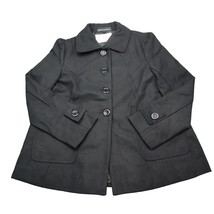 Ambiance Apparel Jacket Womens M Black Plain Long Sleeve Button Down Col... - £23.35 GBP