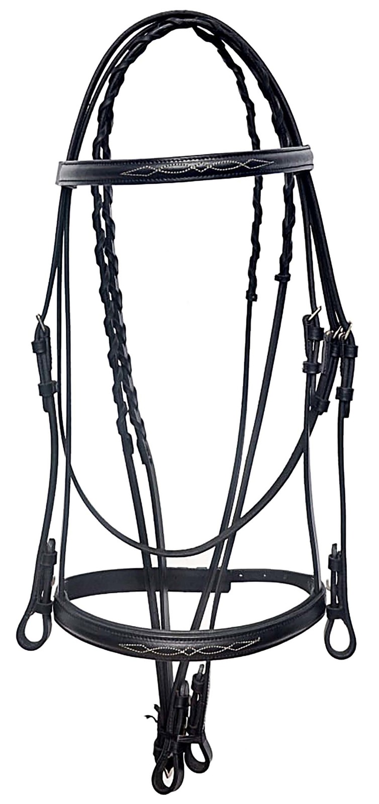Fancy Stitched Hunter Bridle Laced Reins Snaffle English Horse Bridle 80... - $46.99