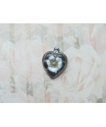 Vintage Sterling silver enameled puffy heart charm-DARK PURPLE &amp; WHITE p... - $29.00