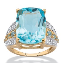 PalmBeach Jewelry Genuine Blue and White Topaz Gold-Plated Silver Cocktail Ring - £158.48 GBP