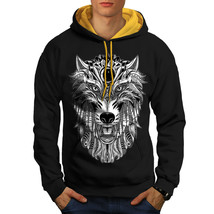 Wellcoda Wolf Scary Animal Mens Contrast Hoodie,  Casual Jumper - £31.46 GBP