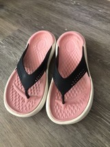 Crocs Sandals Womens Lite Ride Thong Flip Flop Black Rubber Casual Pink/Black - £23.23 GBP