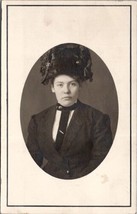 Victorian Woman with Large Hat Oval Portrait c1910 Postcard B21 - £7.01 GBP
