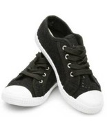 Girls Sneakers Canvas Lace Eyelet Capelli New York Black Casual Comfort ... - $14.85