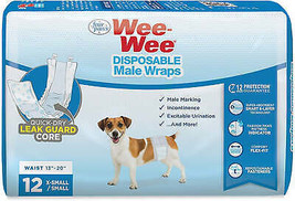 Four Paws Wee Wee Disposable Male Dog Wraps: Ultimate 12-Hour Protection for Sma - £12.62 GBP+