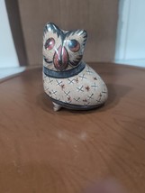 Vintage Pottery Owl Bird Mexican Folk Art Hand Painted Grey Brown - £19.78 GBP