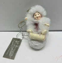 Seasons of Cannon Falls Victorian Girl Sledding Hanging Ornament nwt Vintage - £9.24 GBP