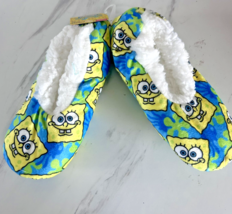 Sponge Bob Square Pants Nickelodeon Slippers Sherpa Kids S/M Size 8 - 13... - $8.48