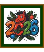 2026 Year of the Red Horse - New Year - Cross-stitch pattern - Instant d... - $5.00