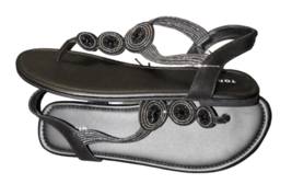 Torrid Size 13WW Shoes Black Beaded Slingback Sandals - £27.63 GBP