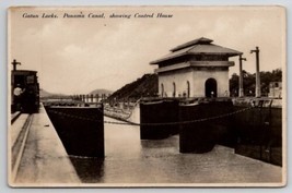 Gatun Locks Panama Canal Showing Control House RPPC Real Photo Postcard E40 - $14.95