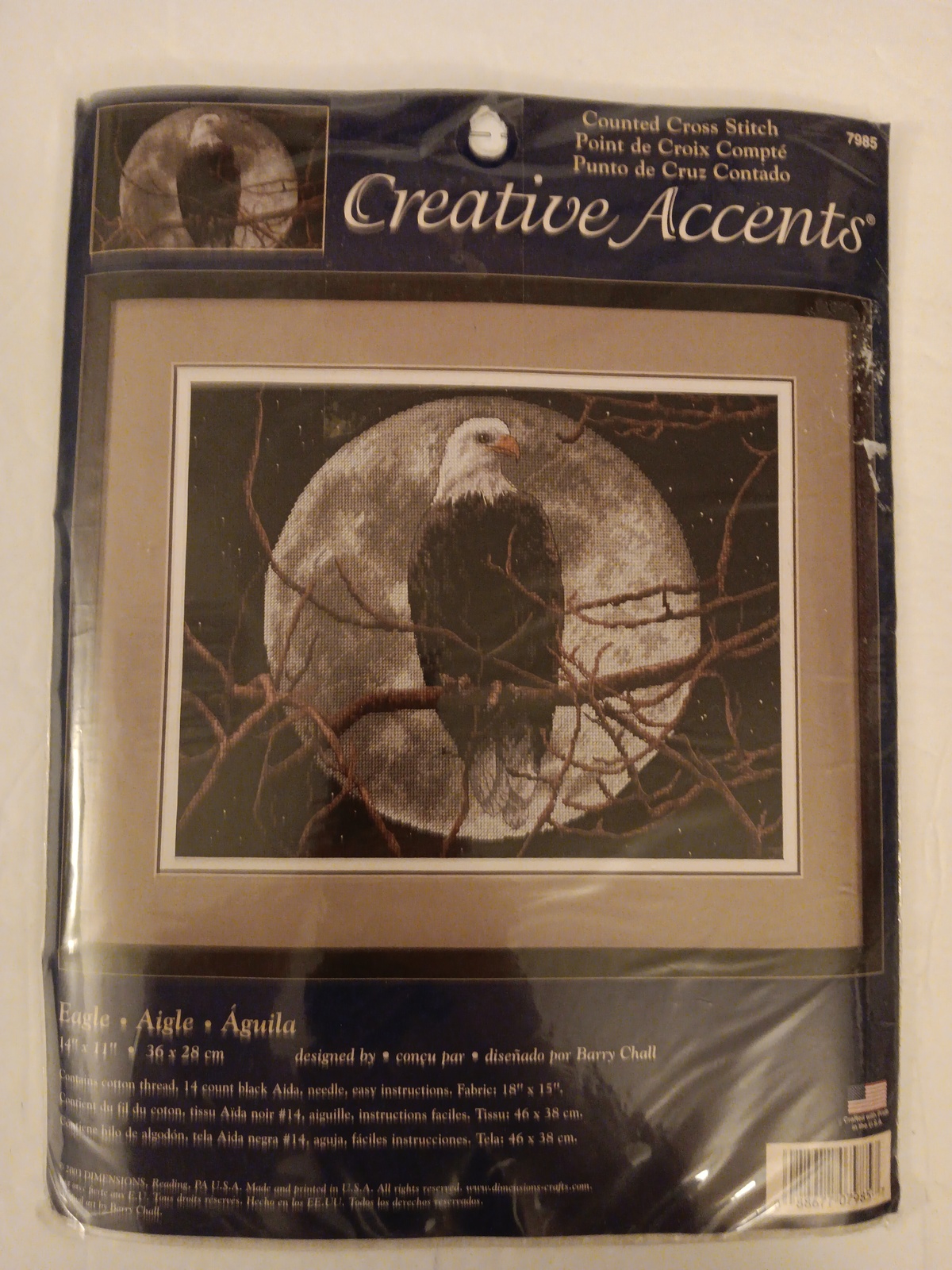 Dimensions 2003 Creative Accents 7985 Eagle Counted Cross Stitch Kit 14" X 11" - $24.99