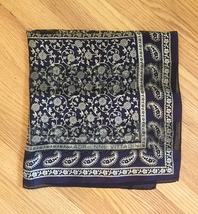 Vintage Adrienne Vittadini square silk scarf (Navy floral and paisley) image 2