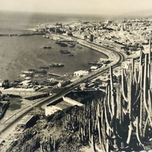 1950&#39;s RPPC Spain Port Panoramic Santa Cruz de Tenerife Deckle Die Cut Postcard - £7.42 GBP