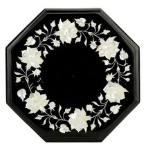 Handmade Mother of Pearl Inlay Centre Table Top Black Marble  12&quot;x12&quot; - £527.20 GBP