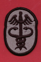 Army Health Services Command Patch - Acu Color Black On Gray - $1.50