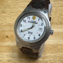 Timex Expedition Quartz Watch Men 50m Silver White Military Leather New Battery - £22.77 GBP