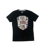 Pepe Jeans Black Graphic Flag Logo T-Shirt Short Sleeve Size S Men Londo... - £28.22 GBP