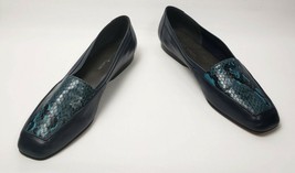 ENZO ANGIOLINI Lady Blue Reptile Velvety Leather Loafers Flats Womens Si... - £33.49 GBP