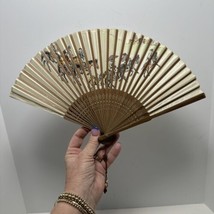 Vintage Asian Silk Hand Fan with Artwork - £11.76 GBP