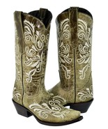Womens Cowboy Boots Sand Western Wear Leather Swan Embroidered Snip Toe ... - £77.53 GBP